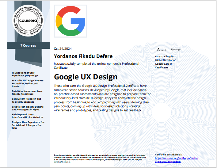 google professional ux design